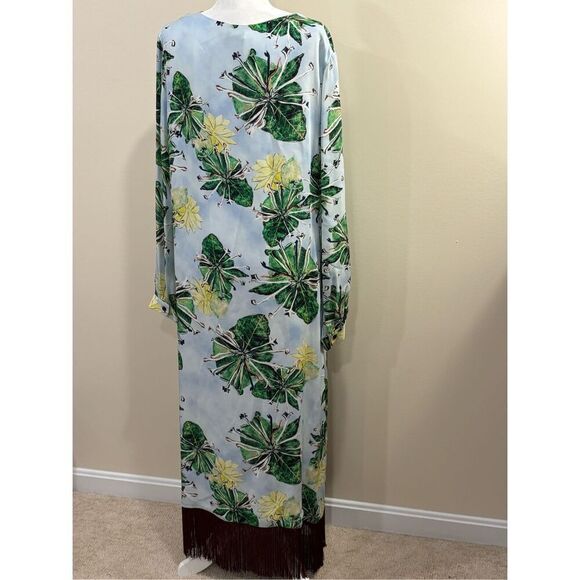 Ala von Auersperg Women's Leaf Print Silk Caftan Rita Dress Multicolor 2XL NWT - Picture 4 of 10